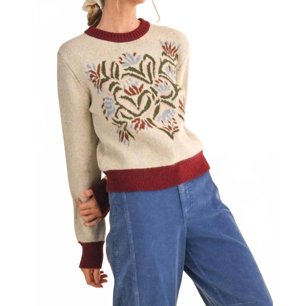 NEW &MERCI floral sweater in maroon